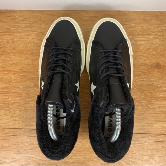 Converse One Star Ox Leather Faux Fur Trim Women Sneaker - Picture 5 of 7